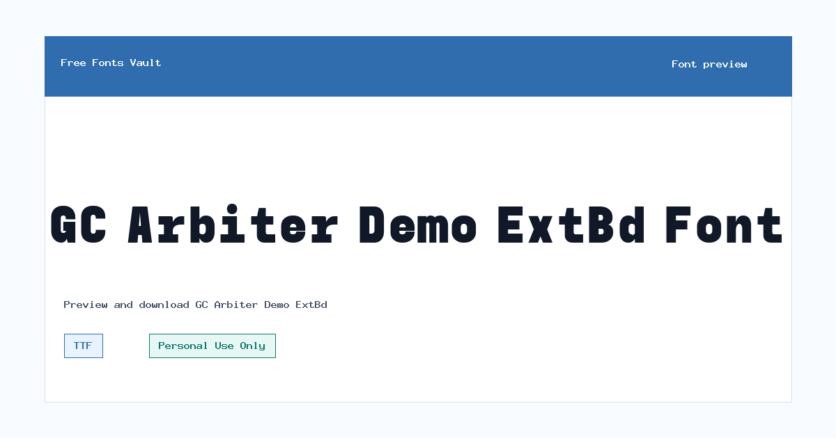 GC Arbiter Demo ExtBd font preview showing the family name