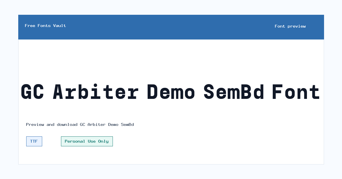 GC Arbiter Demo SemBd font preview showing the family name