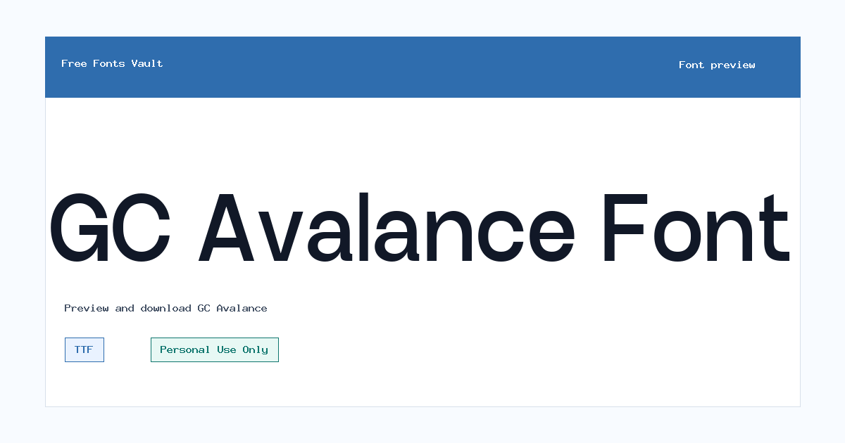 GC Avalance font preview showing the family name