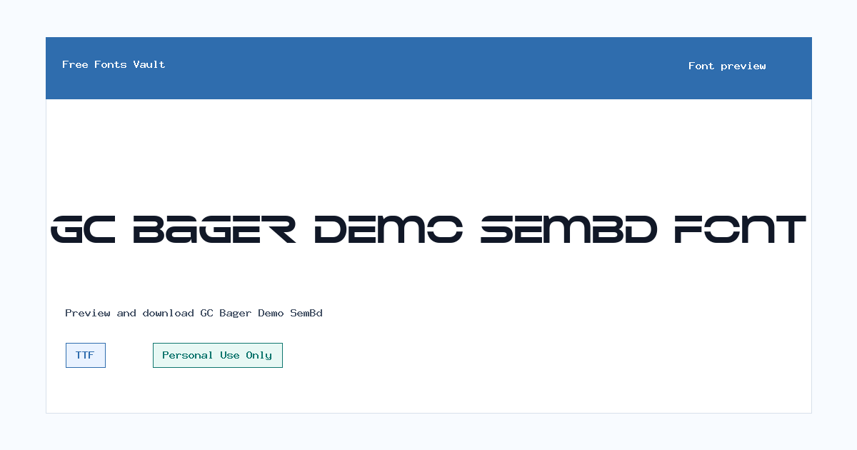 GC Bager Demo SemBd font preview showing the family name