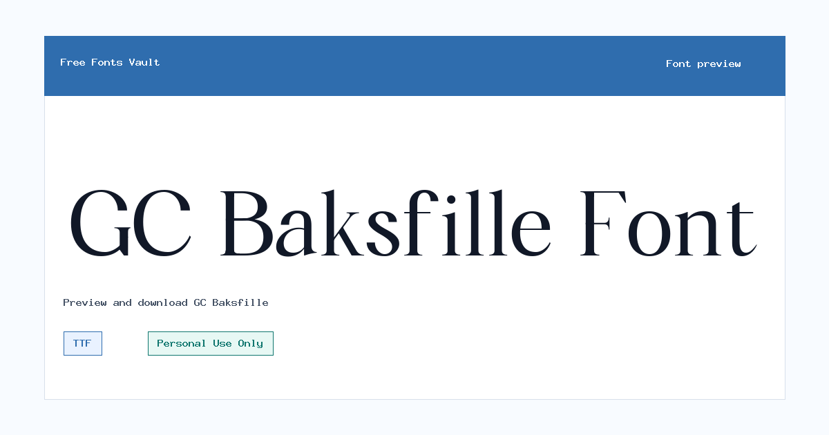 GC Baksfille font preview showing the family name