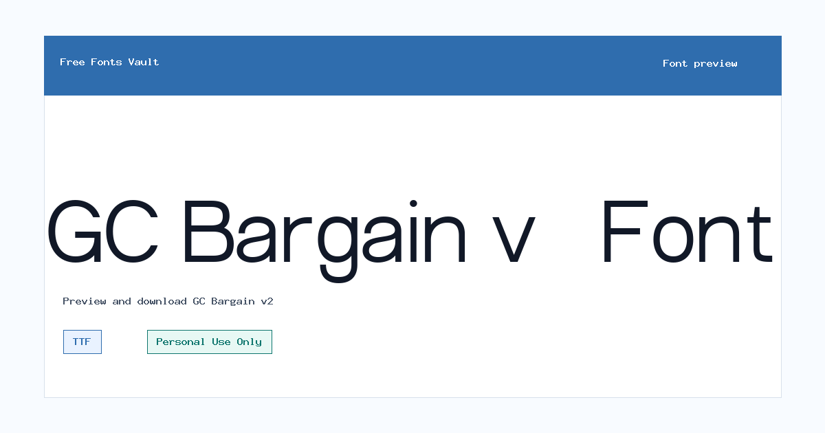 GC Bargain v2 font preview showing the family name