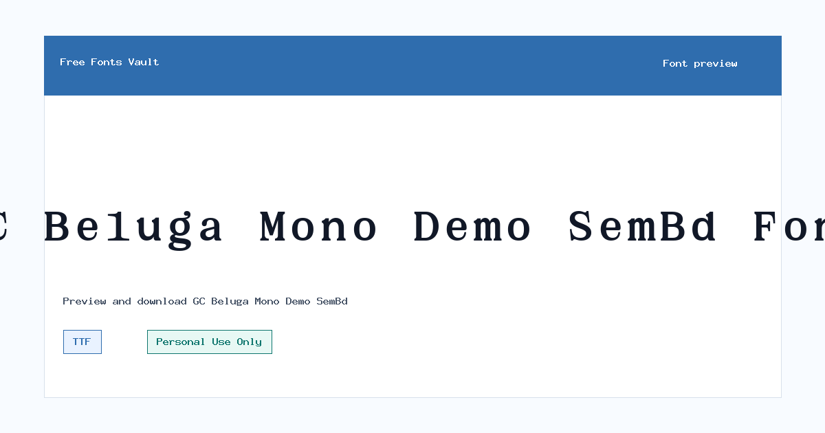 GC Beluga Mono Demo SemBd font preview showing the family name