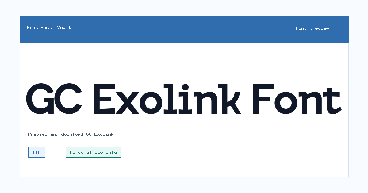 GC Exolink font preview showing the family name