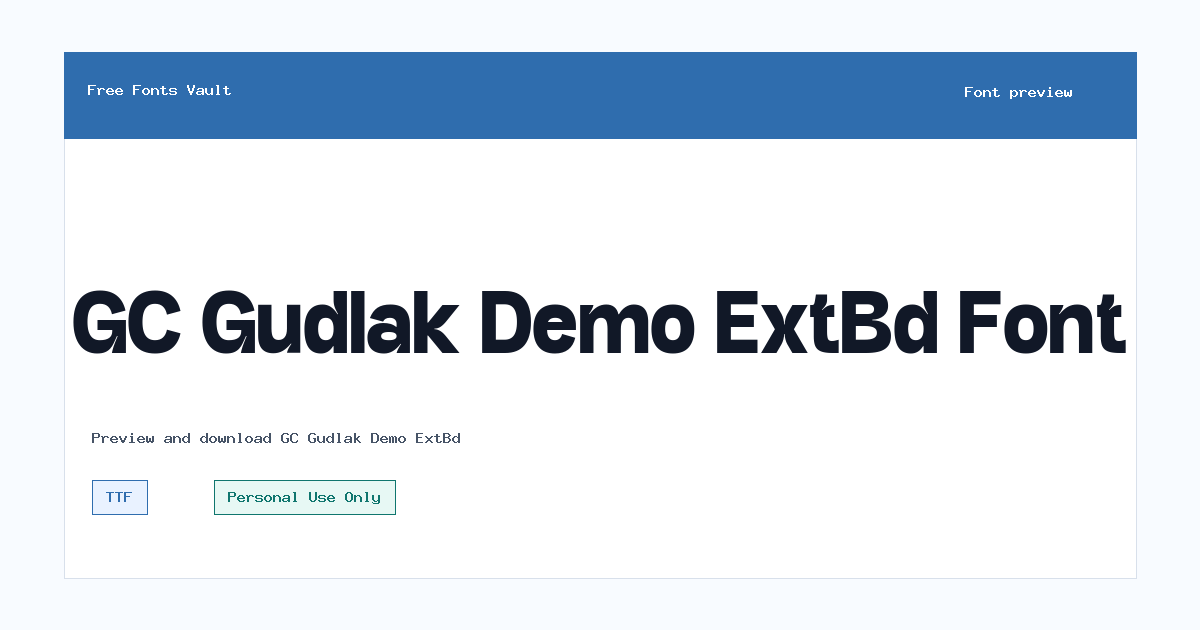 GC Gudlak Demo ExtBd font preview showing the family name