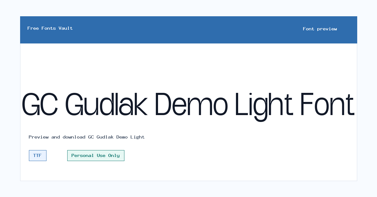 GC Gudlak Demo Light font preview showing the family name