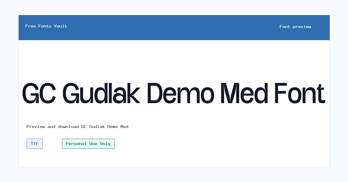 GC Gudlak Demo Med font preview showing the family name