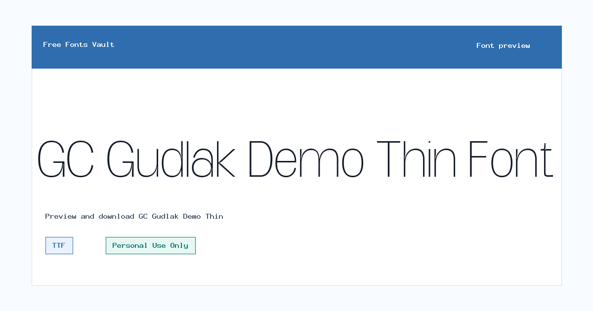GC Gudlak Demo Thin font preview showing the family name