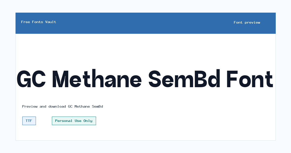 GC Methane SemBd font preview showing the family name