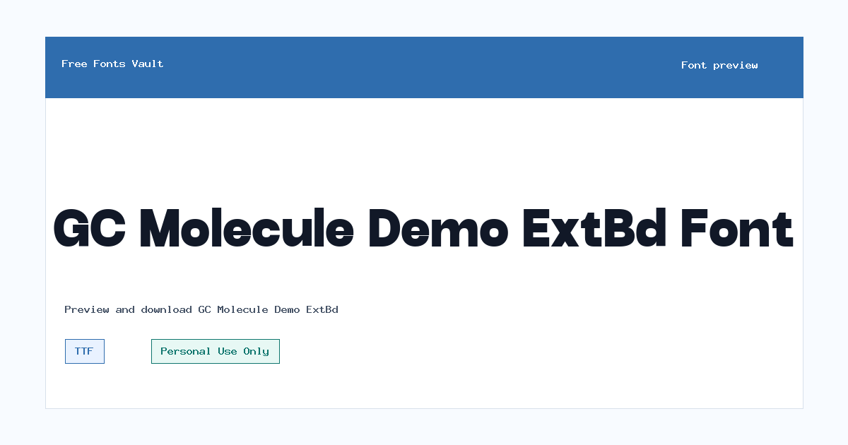 GC Molecule Demo ExtBd font preview showing the family name