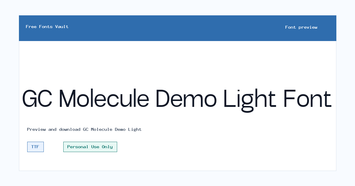 GC Molecule Demo Light font preview showing the family name