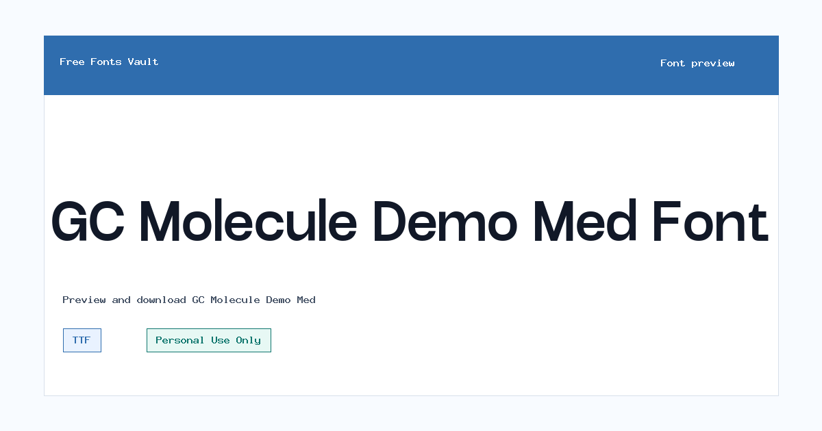 GC Molecule Demo Med font preview showing the family name