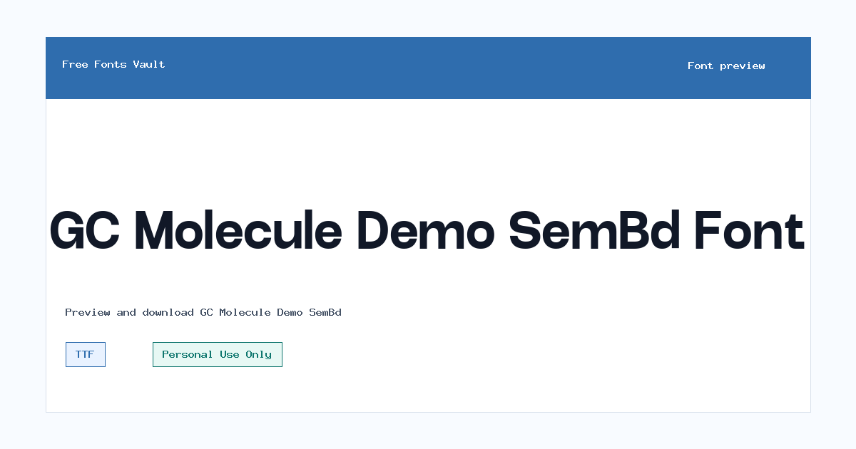 GC Molecule Demo SemBd font preview showing the family name