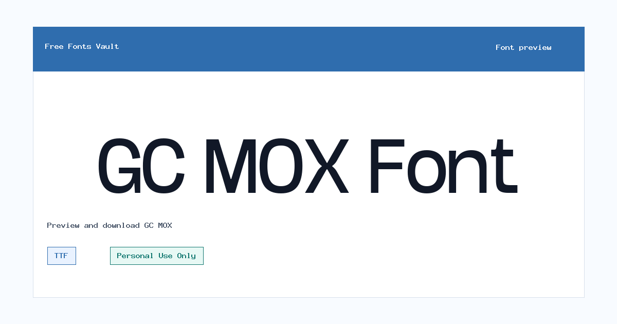 GC MOX font preview showing the family name
