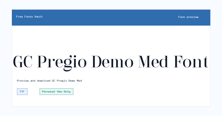 GC Pregio Demo Med font preview