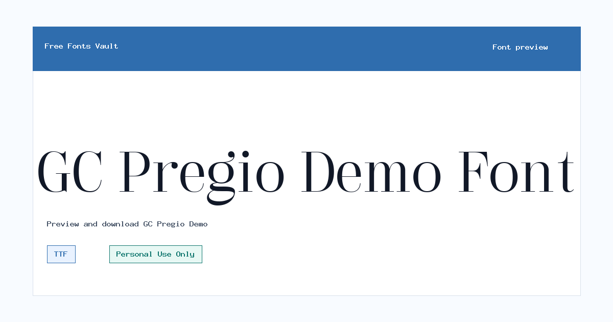GC Pregio Demo font preview showing the family name