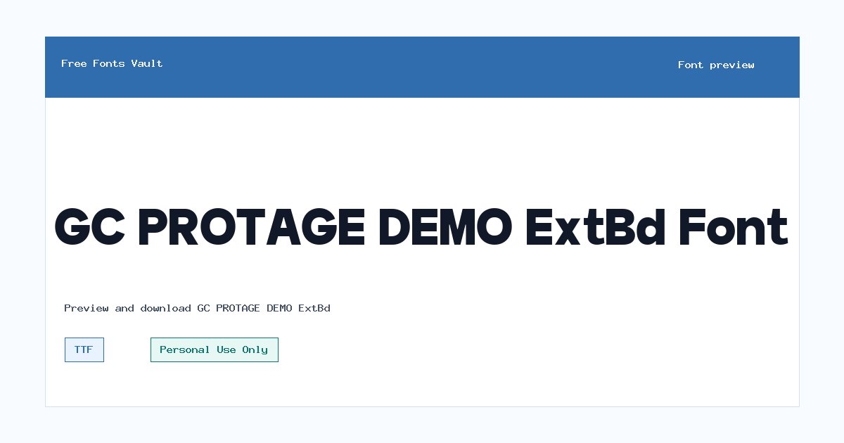 GC PROTAGE DEMO ExtBd font preview showing the family name