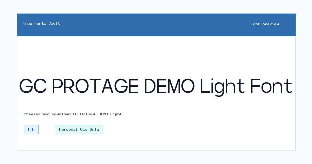 GC PROTAGE DEMO Light font preview showing the family name