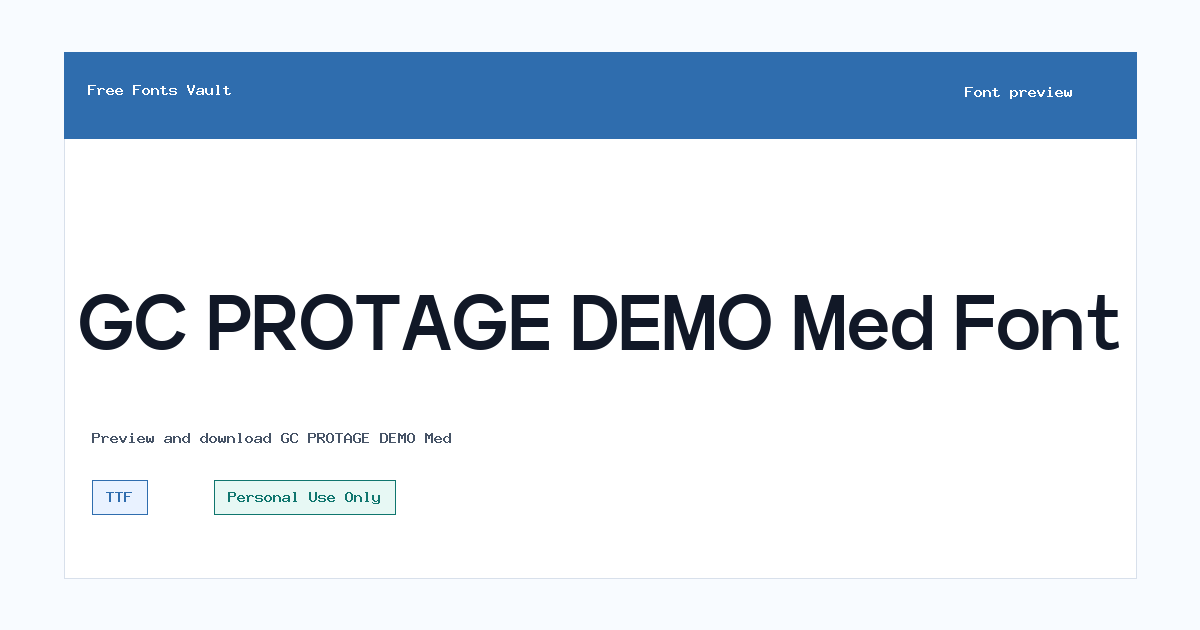 GC PROTAGE DEMO Med font preview showing the family name