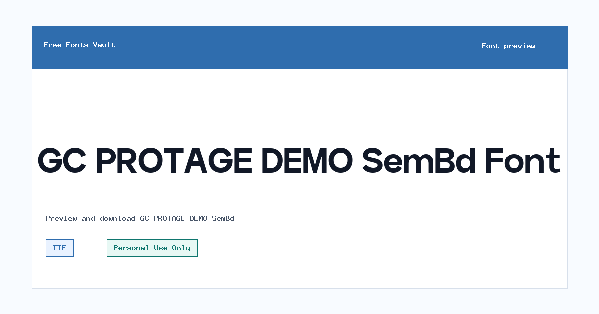 GC PROTAGE DEMO SemBd font preview showing the family name