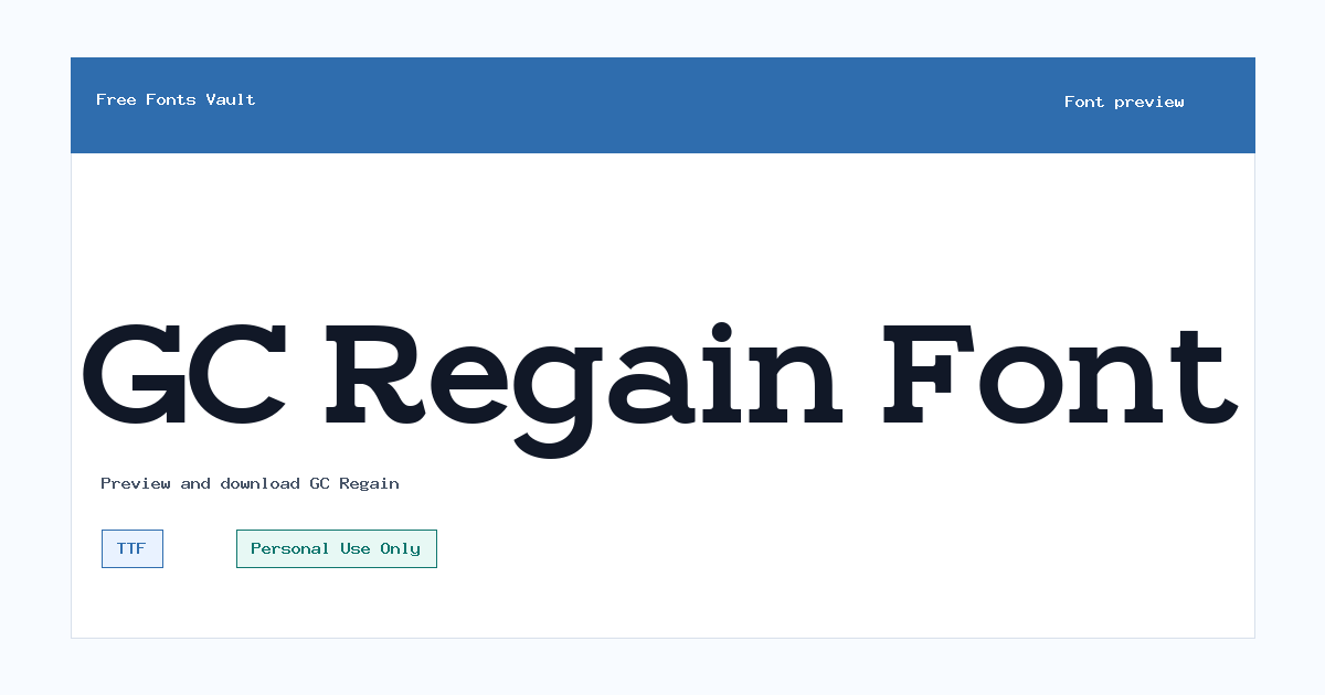 GC Regain font preview showing the family name