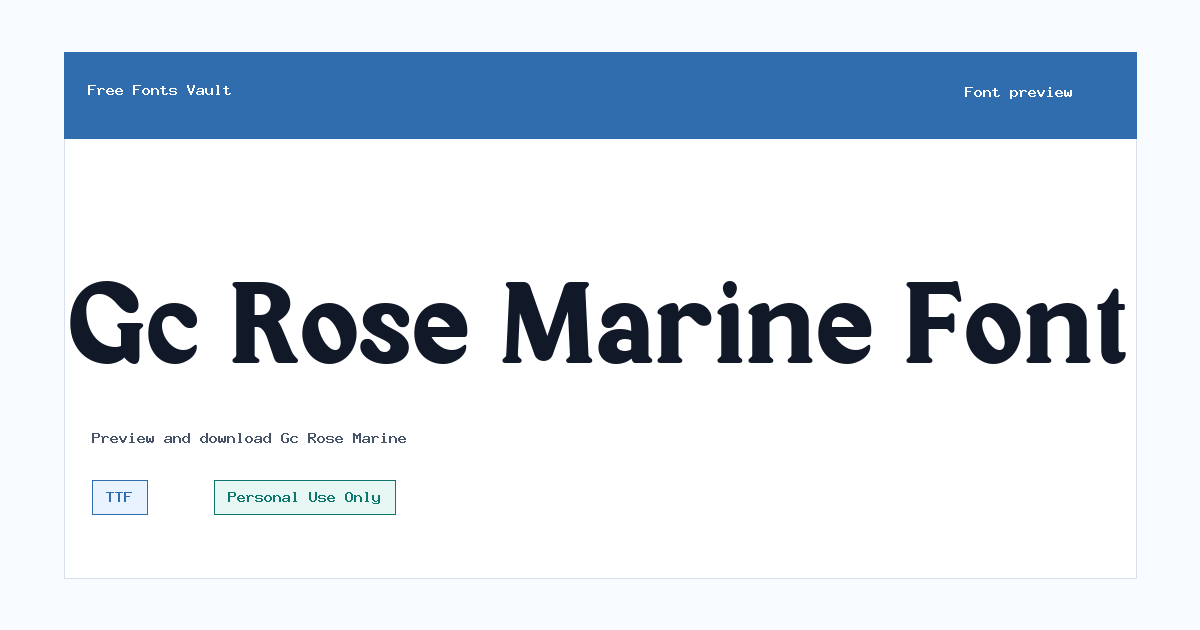 Gc Rose Marine font preview showing the family name