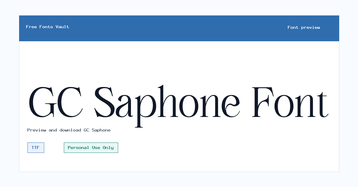 GC Saphone font preview showing the family name