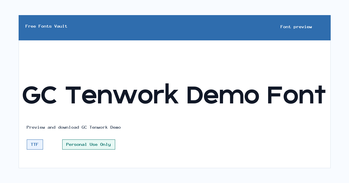 GC Tenwork Demo font preview showing the family name