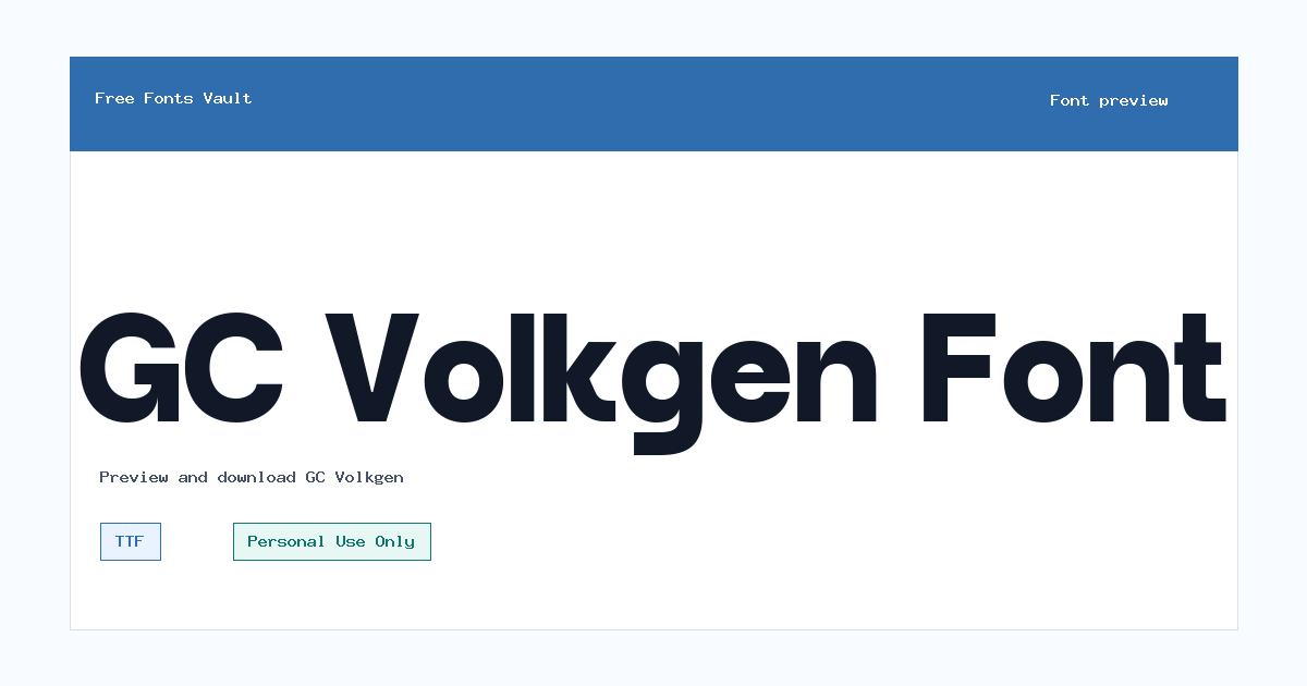 GC Volkgen font preview showing the family name