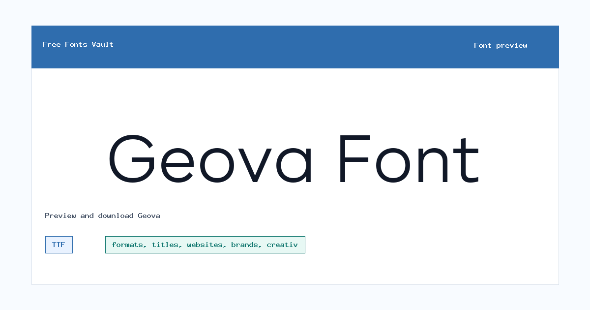 Geova font preview showing the family name