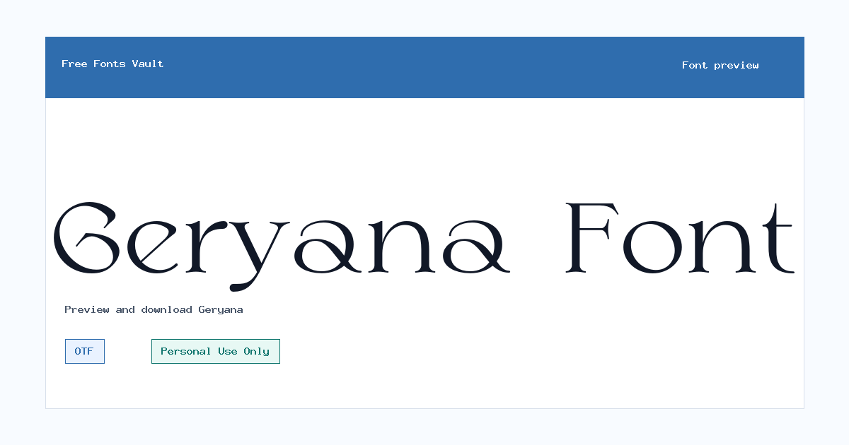Geryana font preview showing the family name