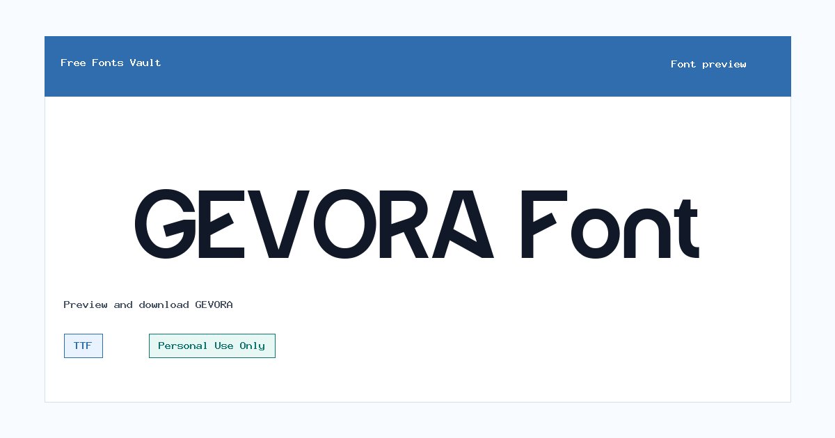 GEVORA font preview showing the family name