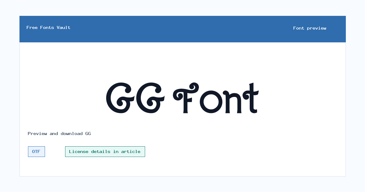 GG font preview showing the family name
