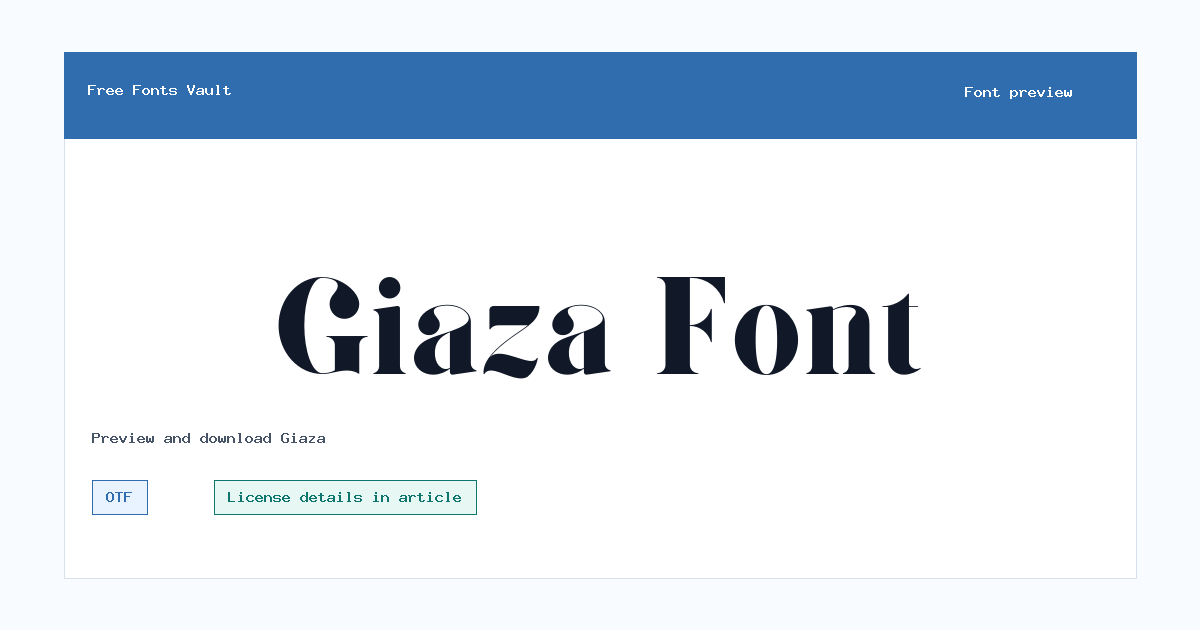 Giaza font preview showing the family name