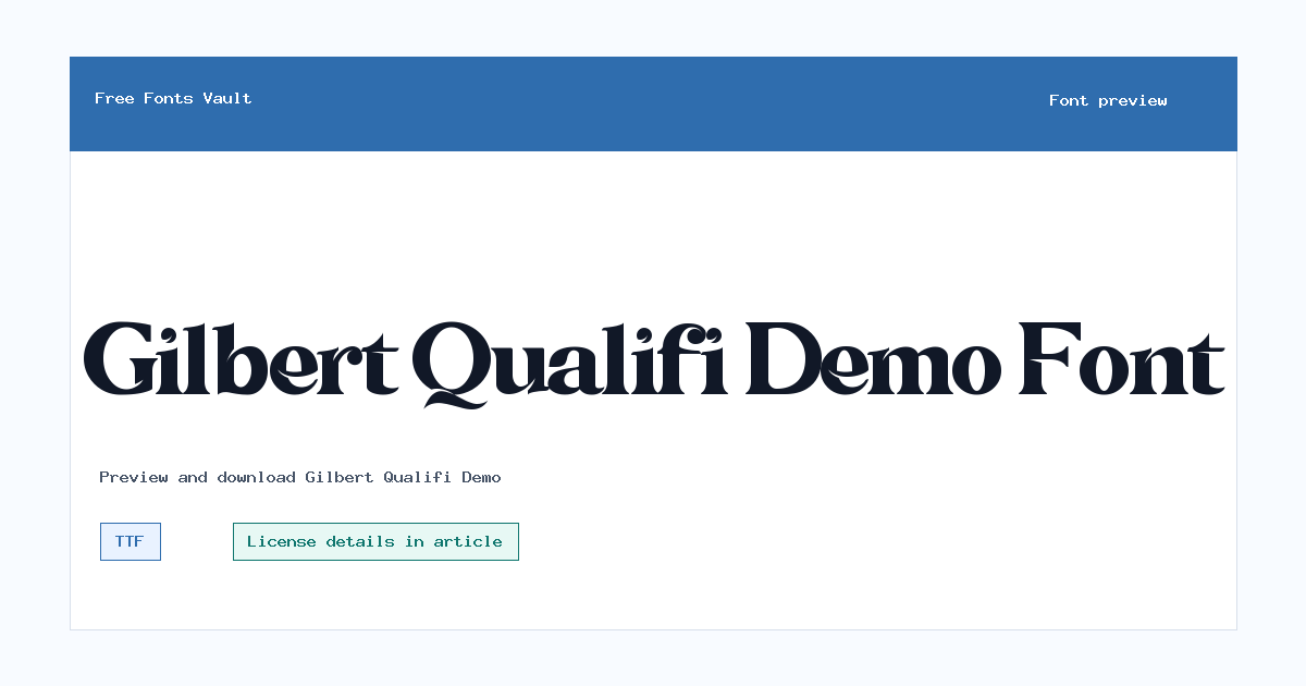 Gilbert Qualifi Demo font preview showing the family name