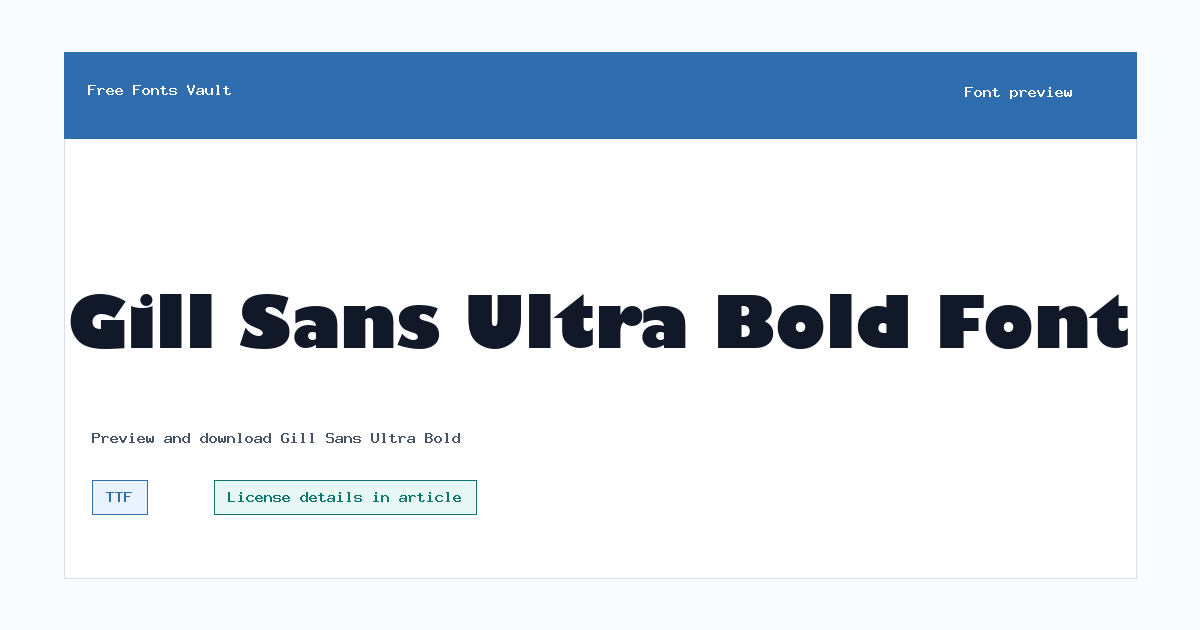 Gill Sans Ultra Bold font preview showing the family name