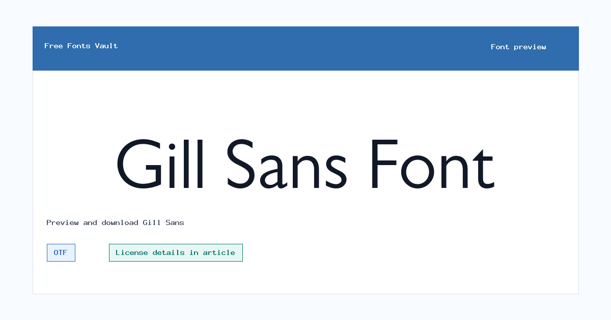 Gill Sans font preview showing the family name