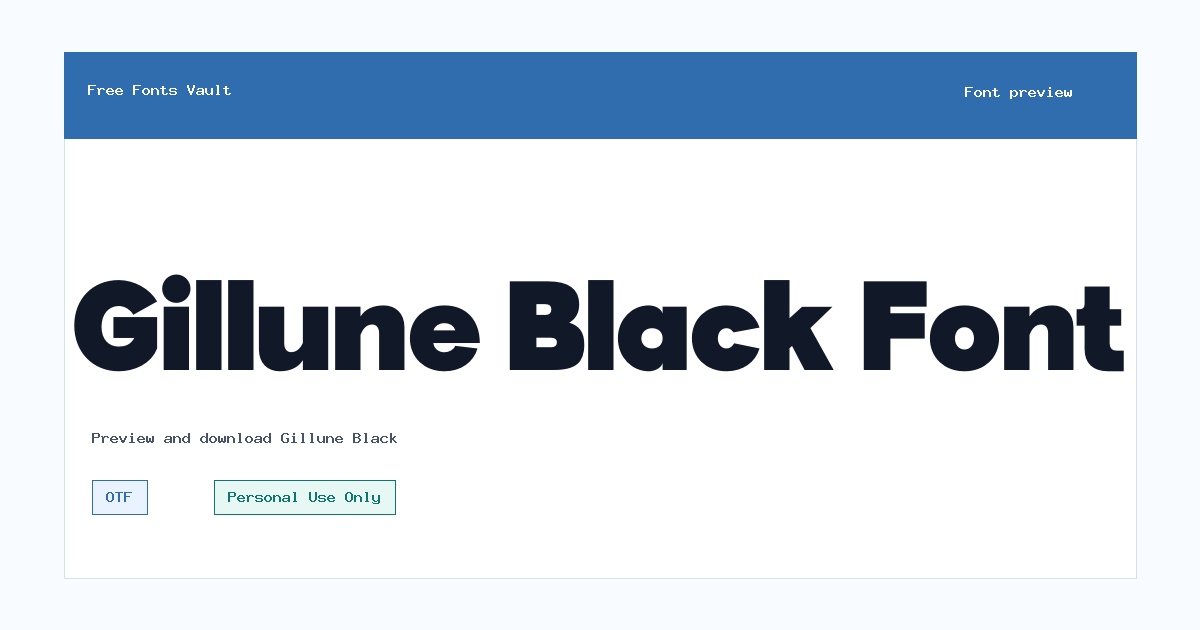 Gillune Black font preview showing the family name