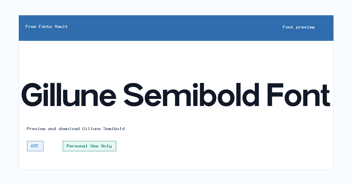 Gillune Semibold font preview showing the family name
