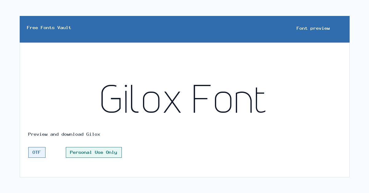 Gilox font preview showing the family name