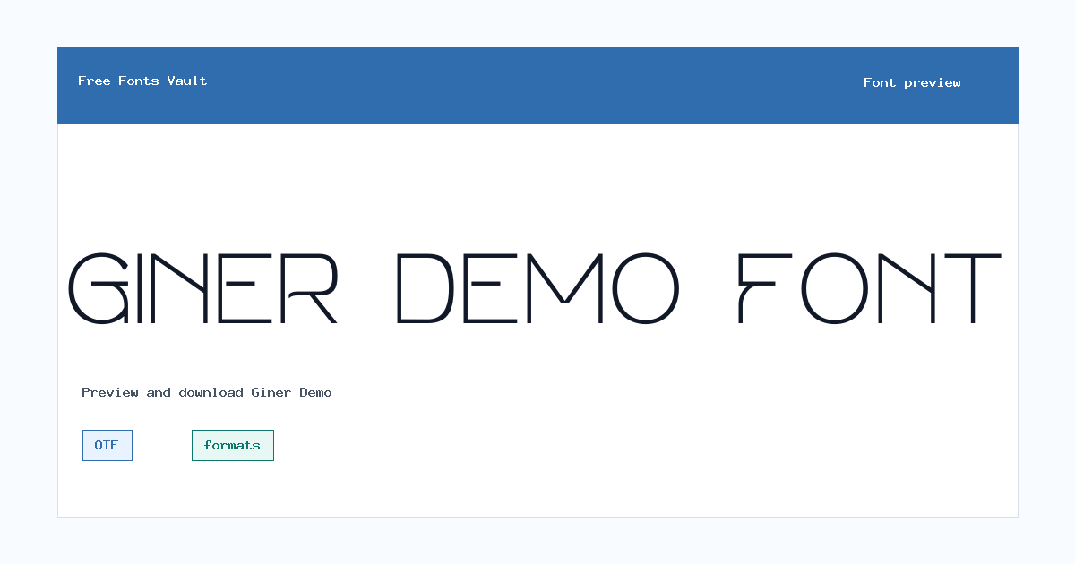 Giner Demo font preview showing the family name