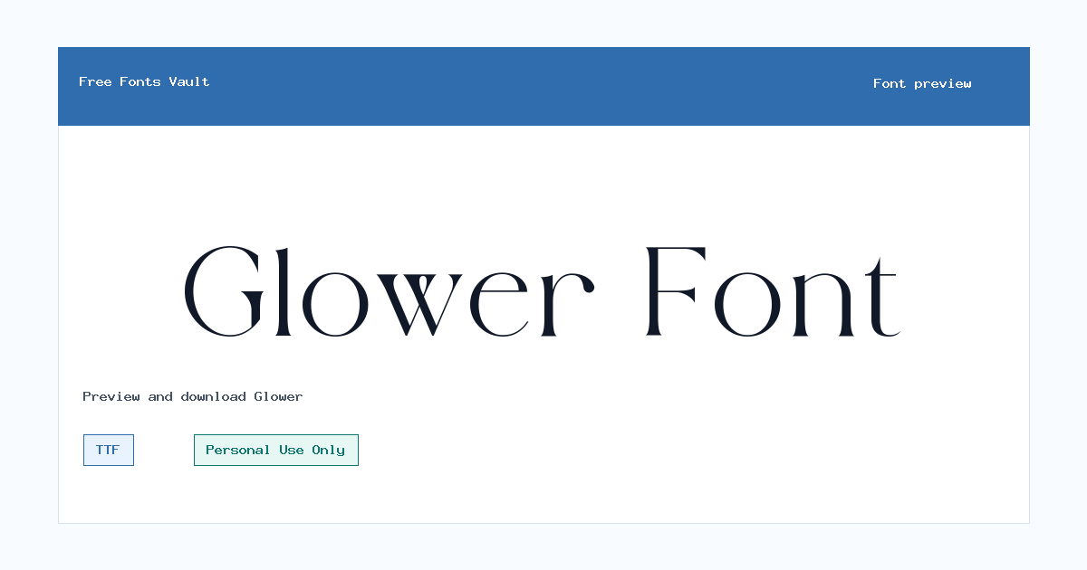 Glower font preview showing the family name