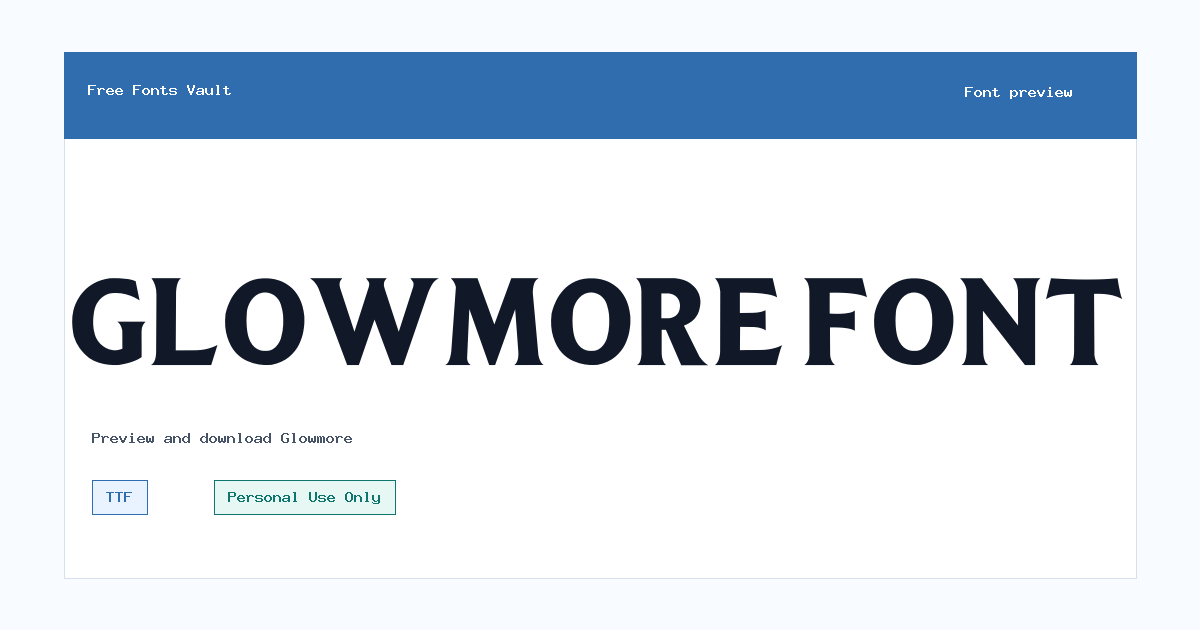 Glowmore font preview showing the family name