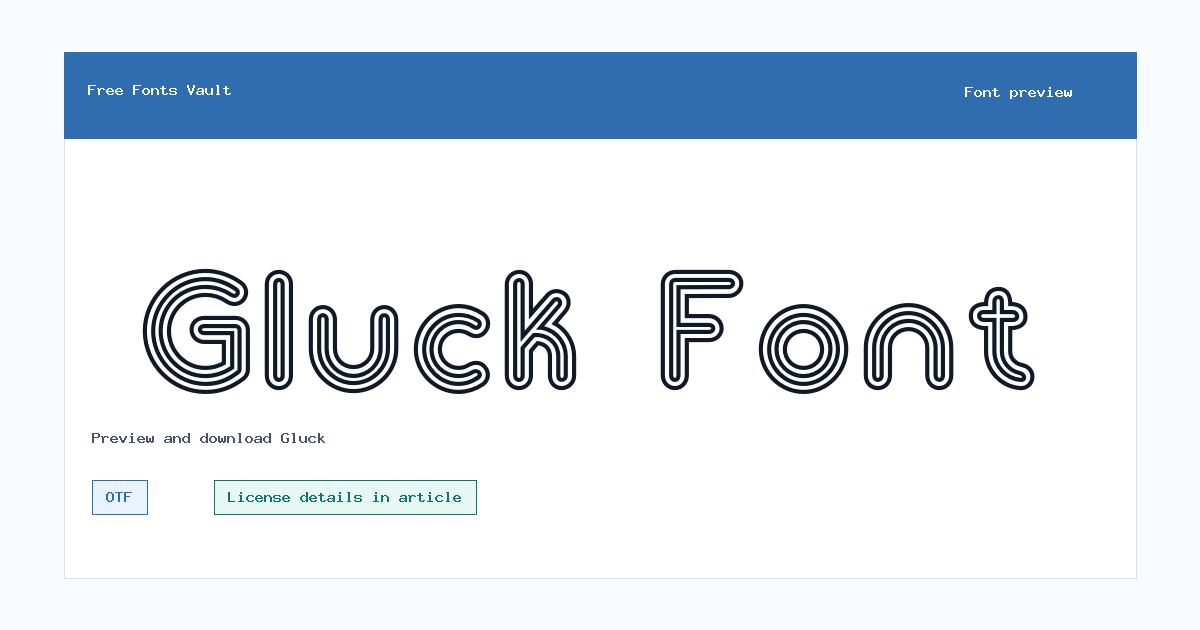 Gluck font preview showing the family name
