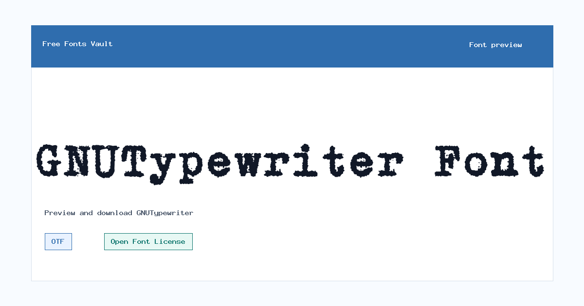 GNUTypewriter font preview showing the family name