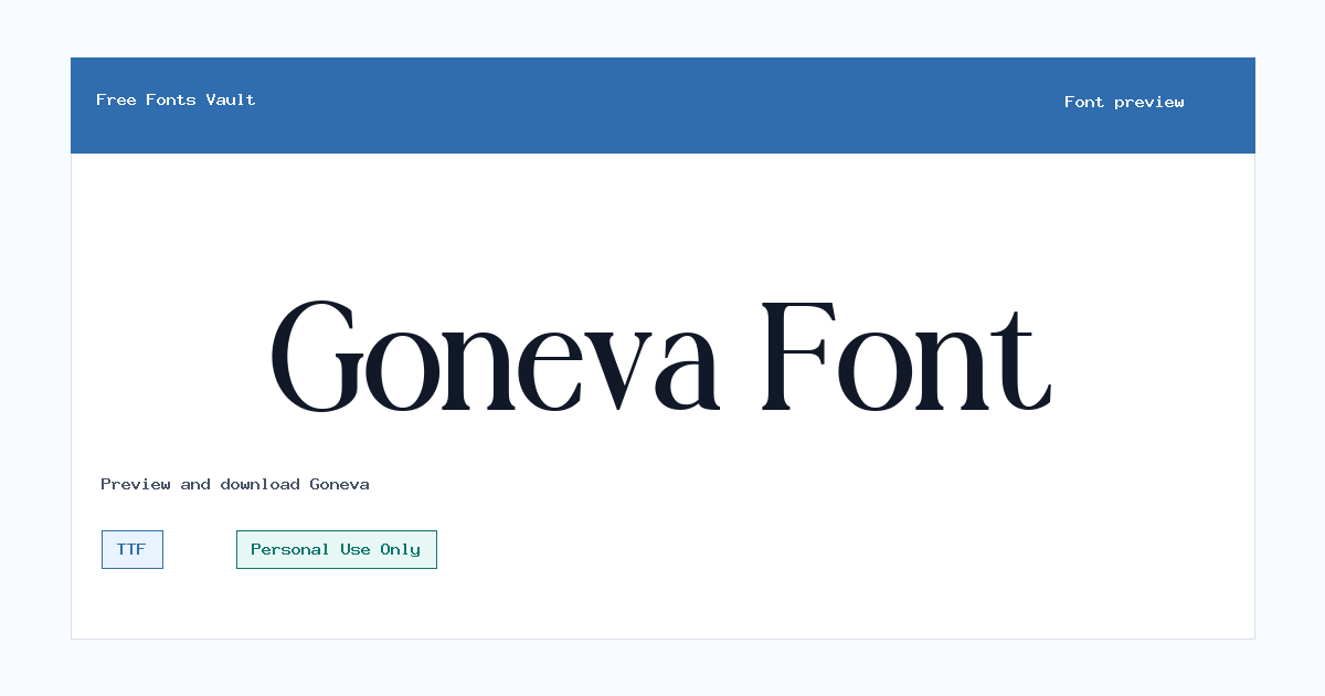 Goneva font preview showing the family name