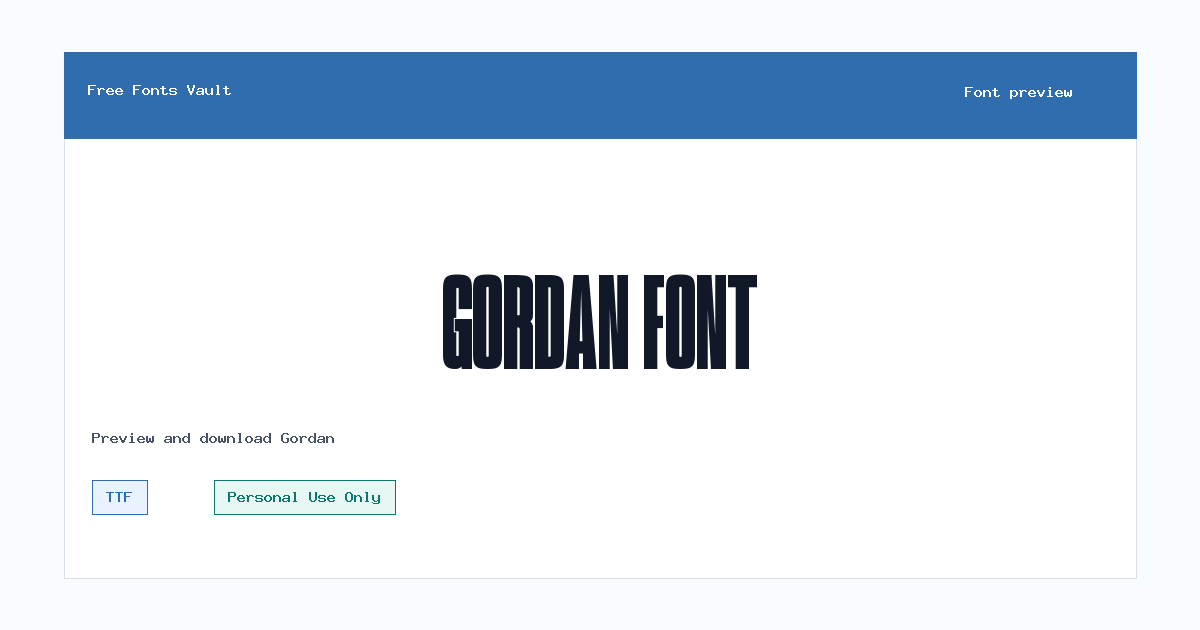 Gordan font preview showing the family name
