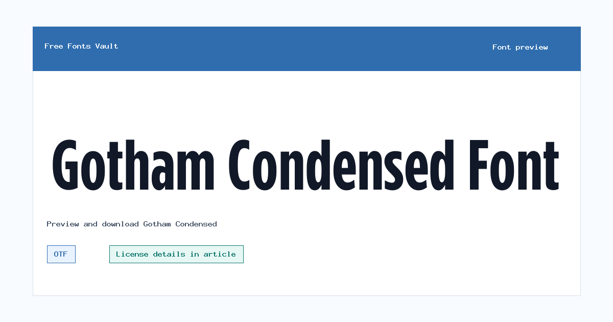 Gotham Condensed font preview showing the family name