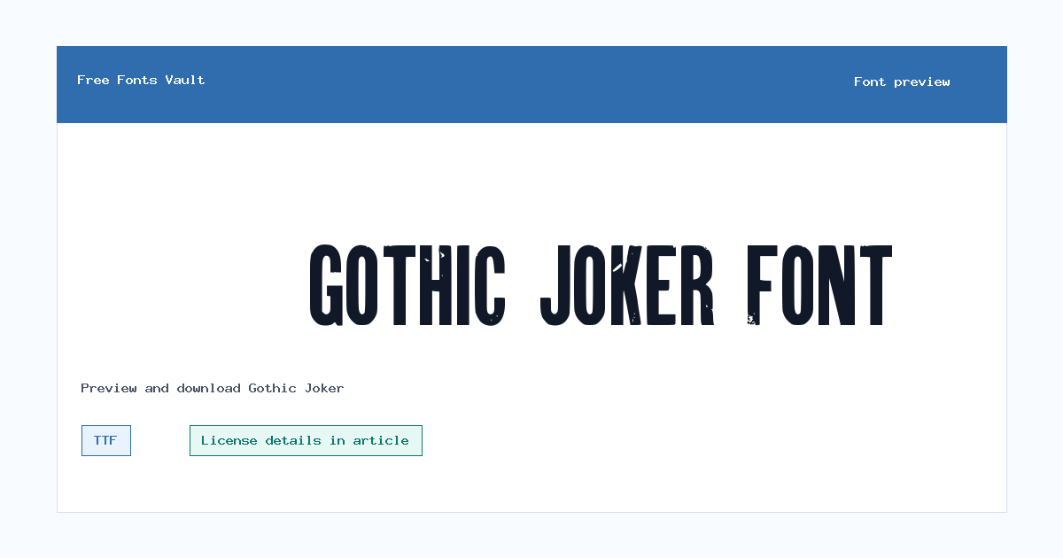 Gothic Joker font preview showing the family name