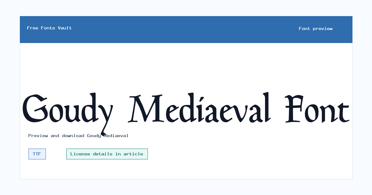 Goudy Mediaeval font preview showing the family name